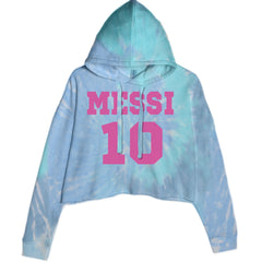 Messi World Soccer Futbol Messiami Cropped Hoodie Sweatshirt Blue Clouds