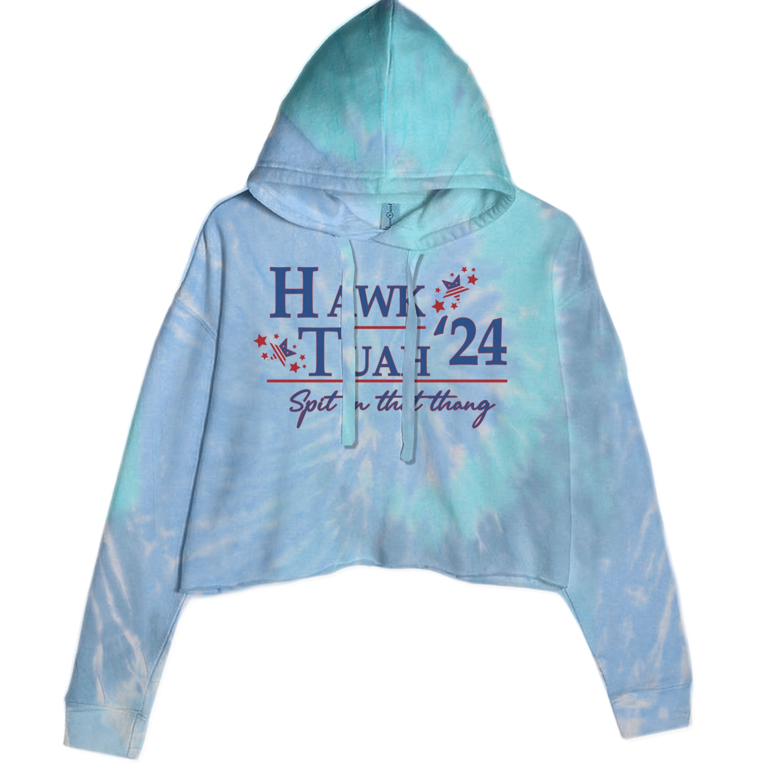 Vote For Hawk Tuah Spit On That Thang 2024 Cropped Hoodie Sweatshirt Blue Clouds