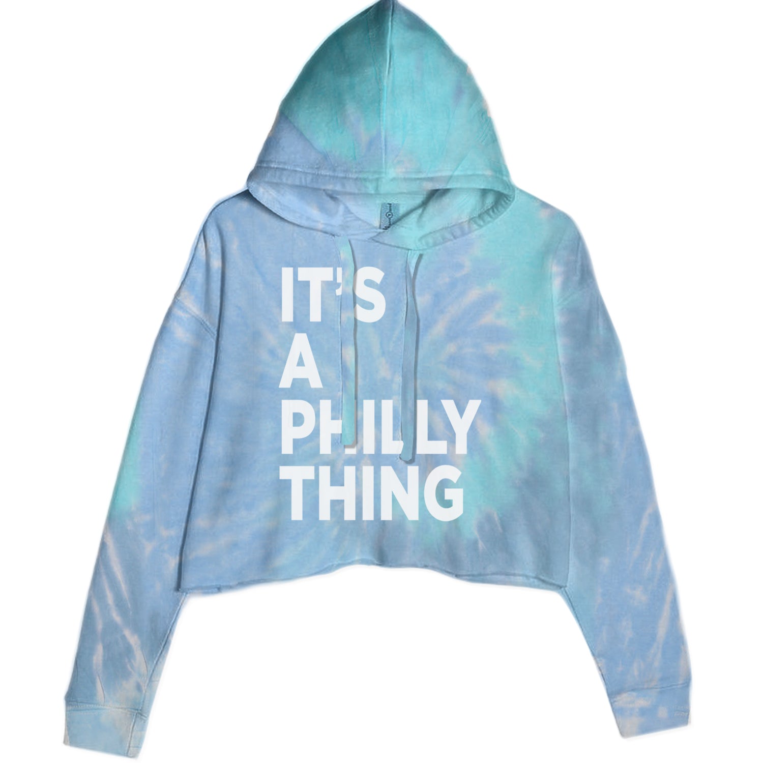 PHILLY It's A Philly Thing Cropped Hoodie Sweatshirt Blue Clouds