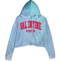 Valentines Vibes Cropped Hoodie Sweatshirt Blue Clouds