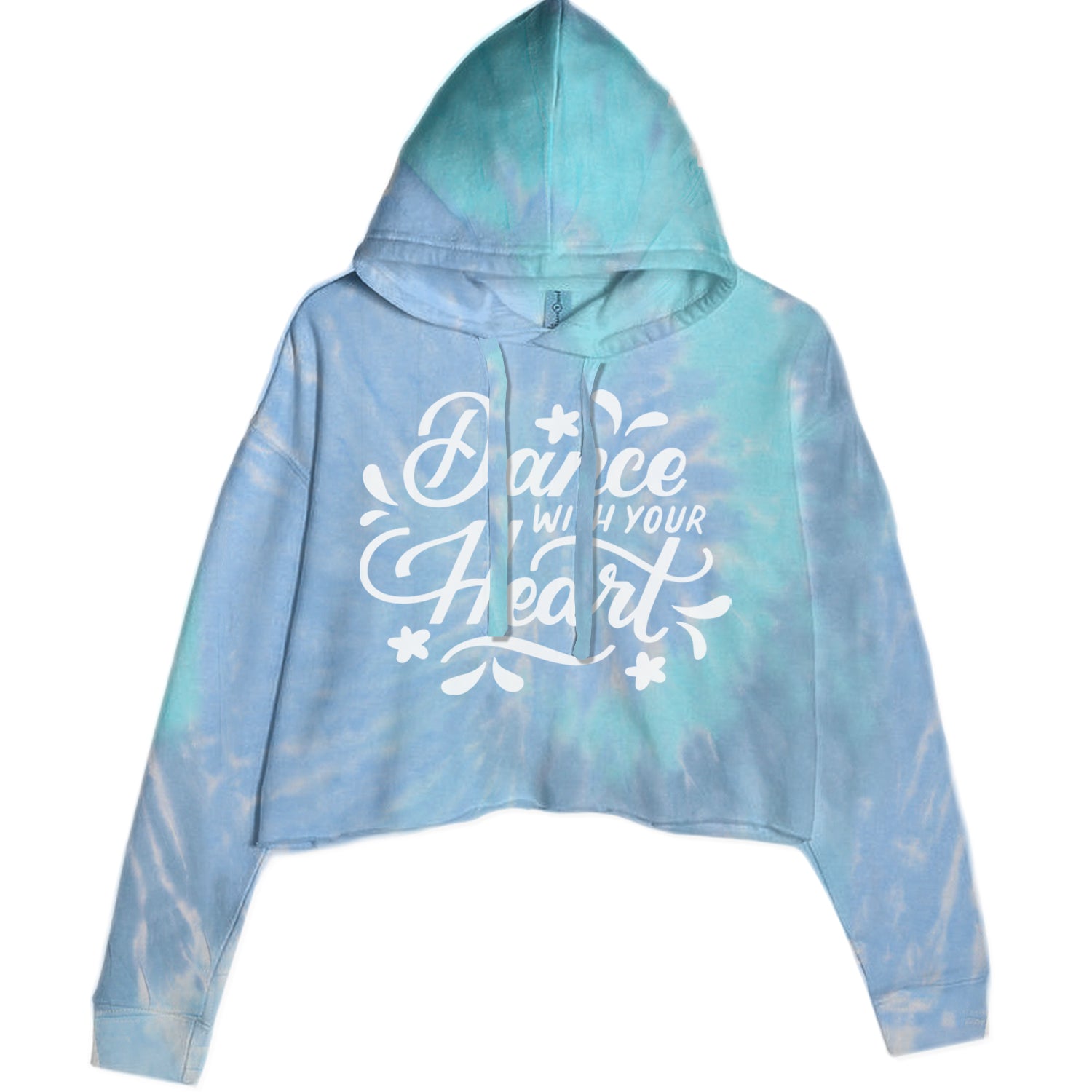 Dance With Your Heart Cropped Hoodie Sweatshirt Blue Clouds