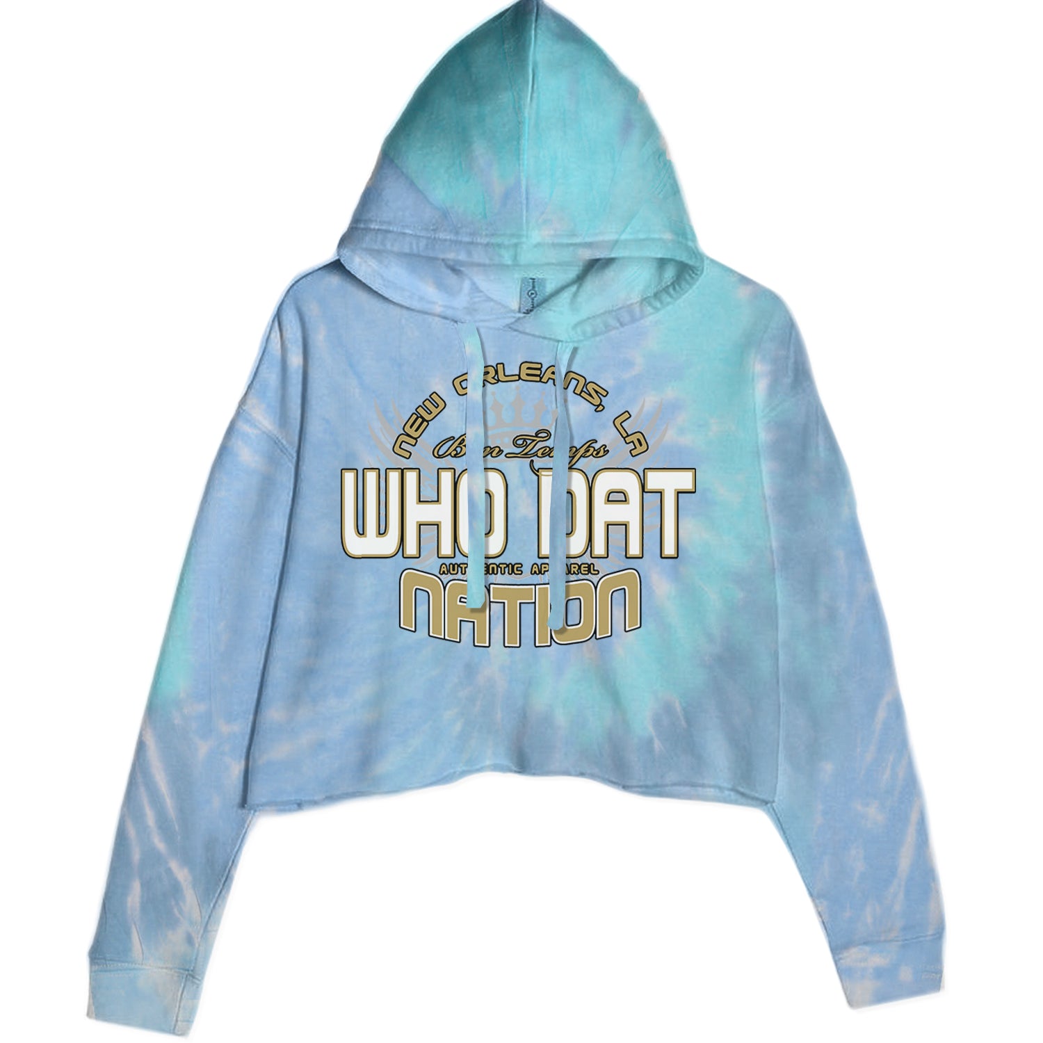 Who Dat Nation New Orleans (Color) Cropped Hoodie Sweatshirt Blue Clouds