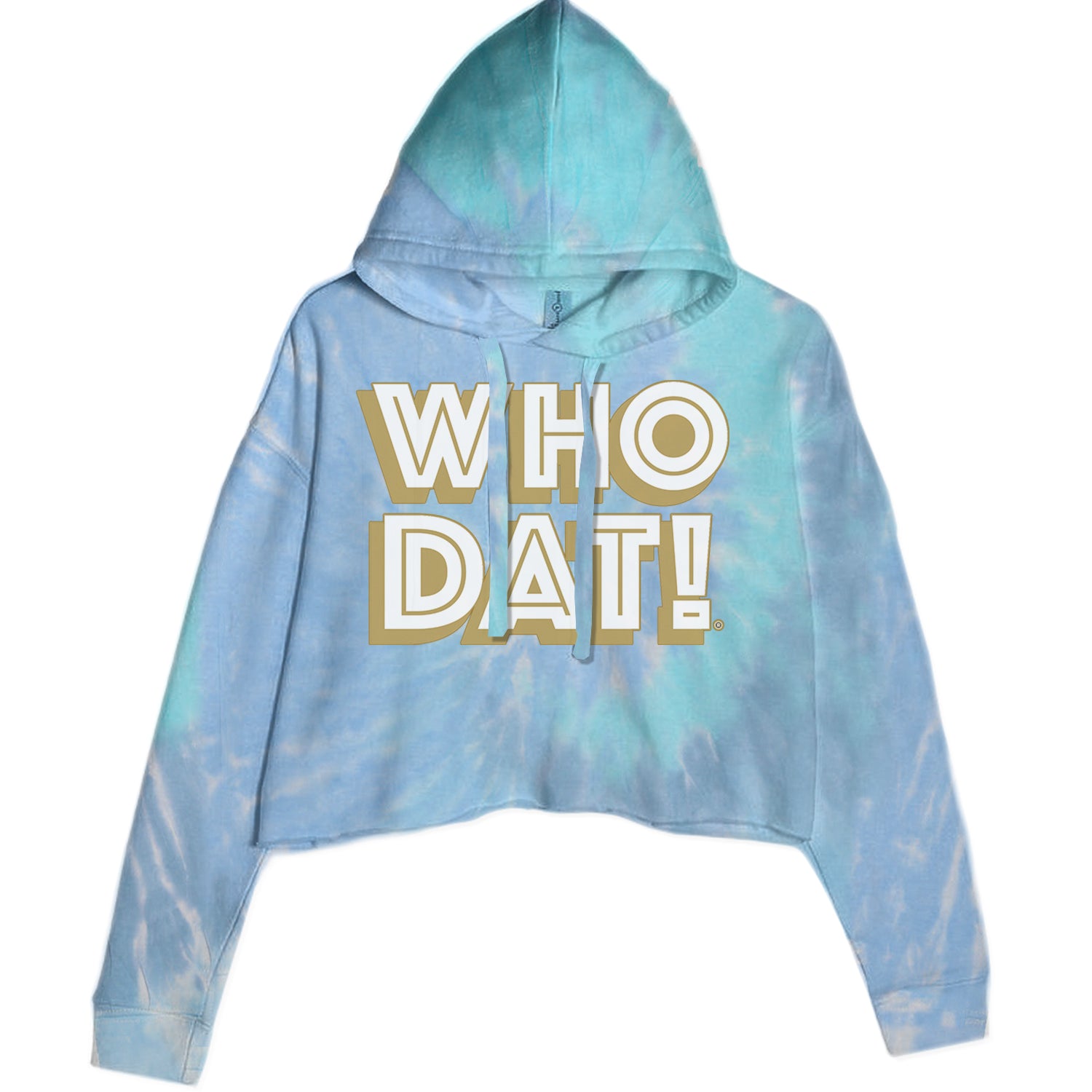 Who Dat Nation Big Bold New Orleans Cropped Hoodie Sweatshirt Blue Clouds