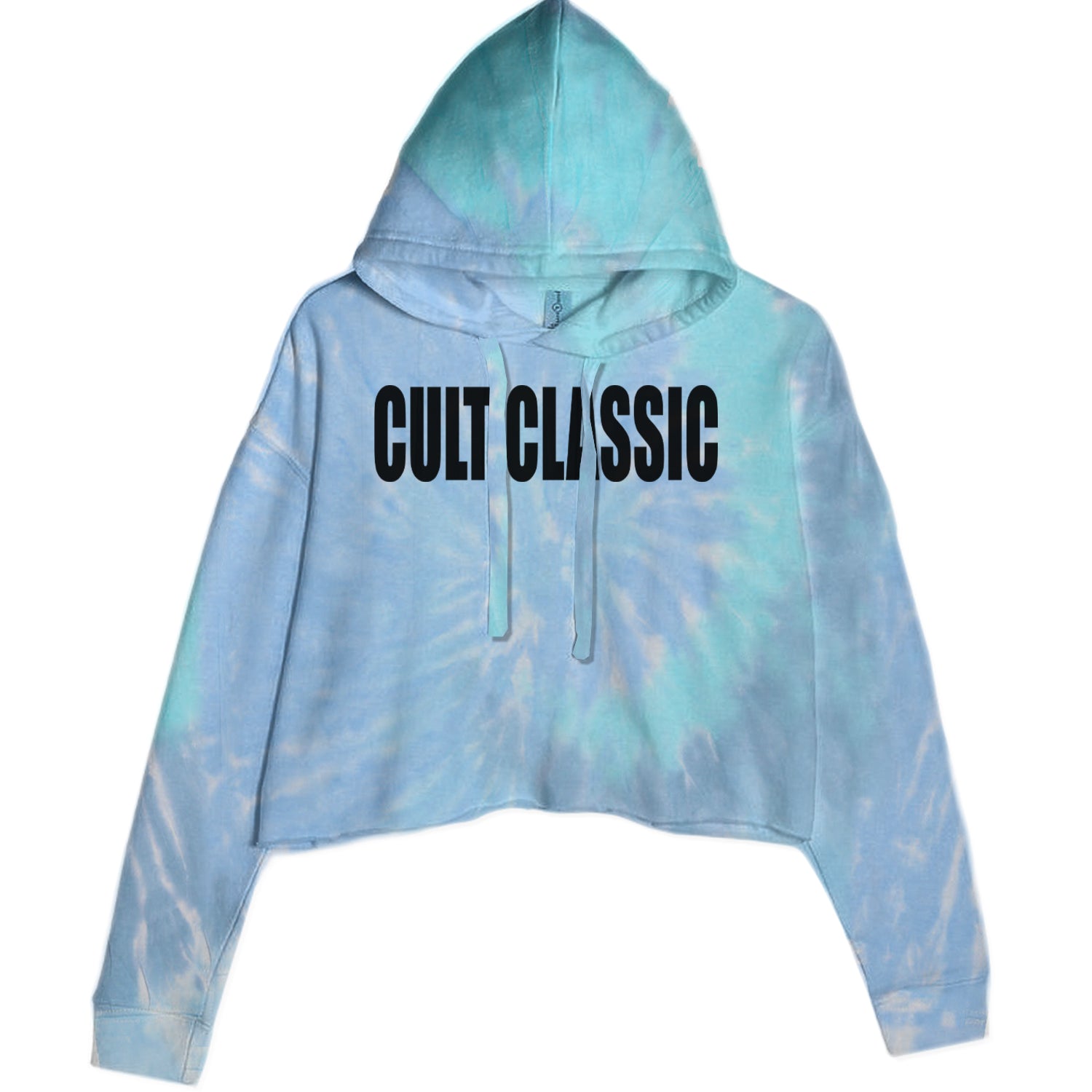 Cult Classic Pop Music Club Cropped Hoodie Sweatshirt Blue Clouds