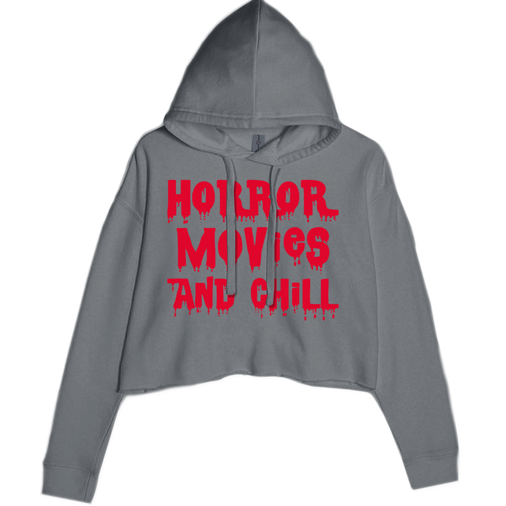 Horror Movies and Chill Cropped Hoodie Sweatshirt Charcoal Grey