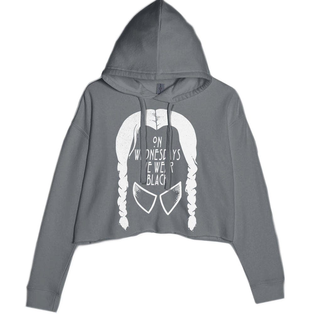 On Wednesdays, We Wear Black Cropped Hoodie Sweatshirt Charcoal Grey