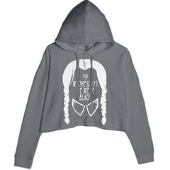On Wednesdays, We Wear Black Cropped Hoodie Sweatshirt Charcoal Grey