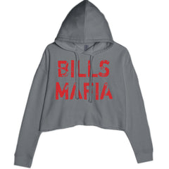 Distressed Bills Mafia Football Cropped Hoodie Sweatshirt Charcoal Grey
