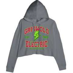Griswold Electric We'll Light You Up Cropped Hoodie Sweatshirt Charcoal Grey
