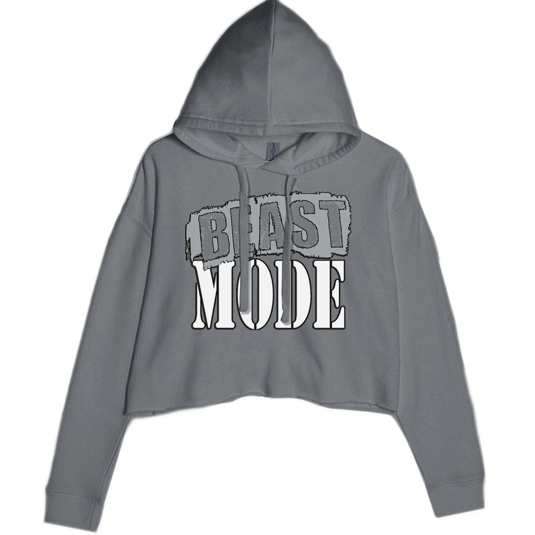 Beast Mode Training Gym Workout Cropped Hoodie Sweatshirt Charcoal Grey