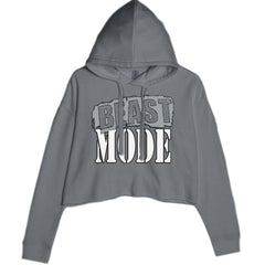 Beast Mode Training Gym Workout Cropped Hoodie Sweatshirt Charcoal Grey