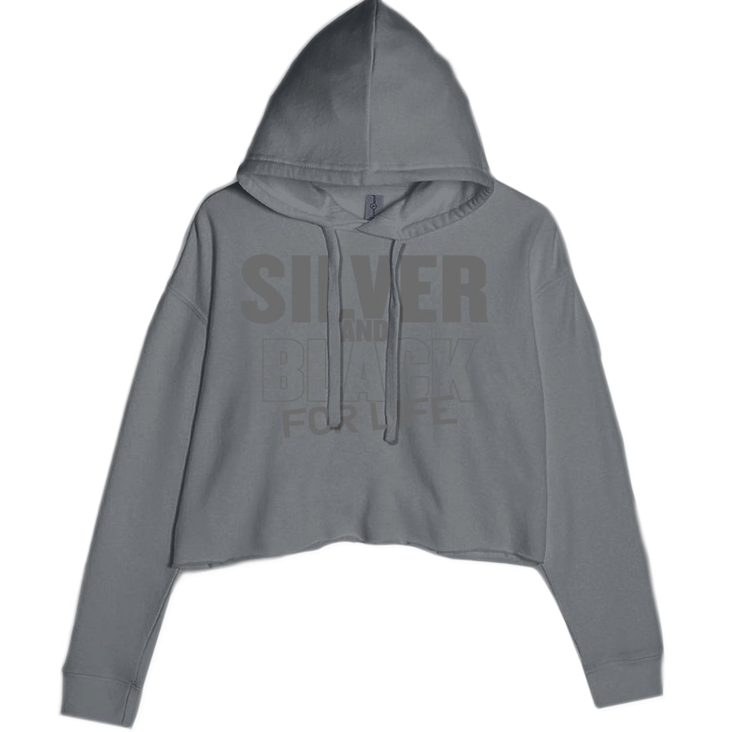 Silver And Black For Life Football Fan Cropped Hoodie Sweatshirt Black