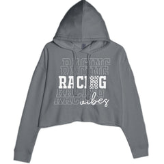 Racing Vibes Cropped Hoodie Sweatshirt Charcoal Grey