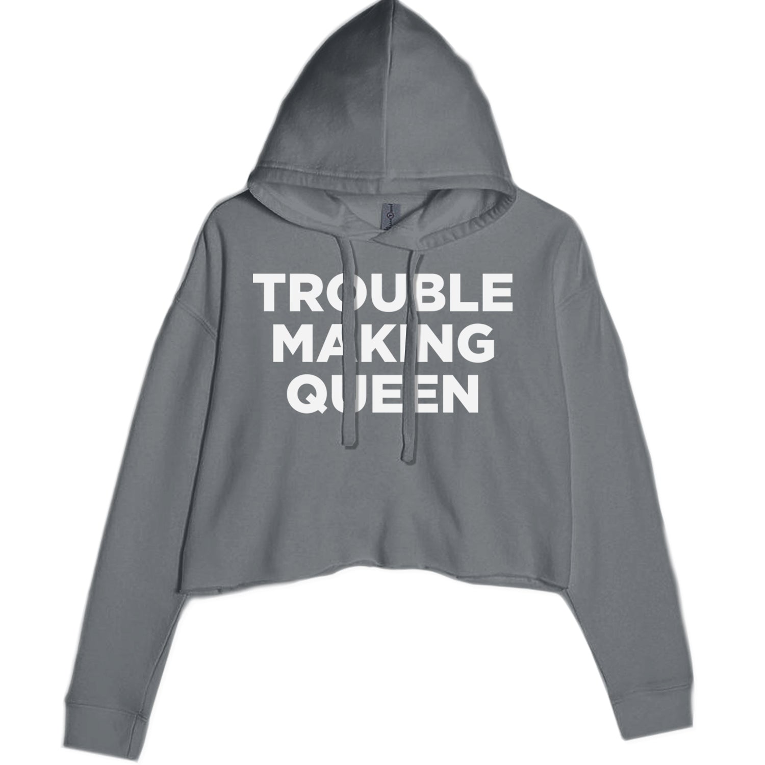 Trouble Making Queen Material Girl Celebration Cropped Hoodie Sweatshirt Black