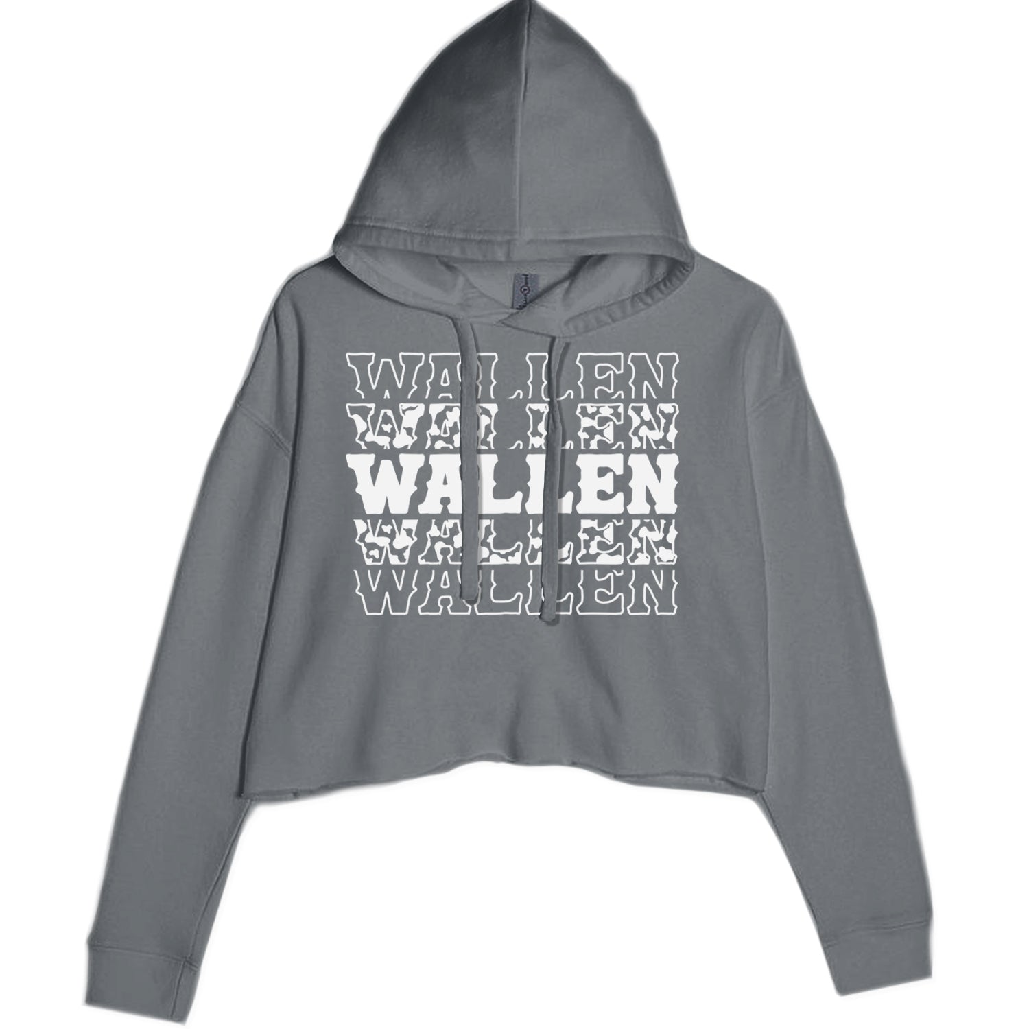 Wallen Country Music Western Cropped Hoodie Sweatshirt Charcoal Grey