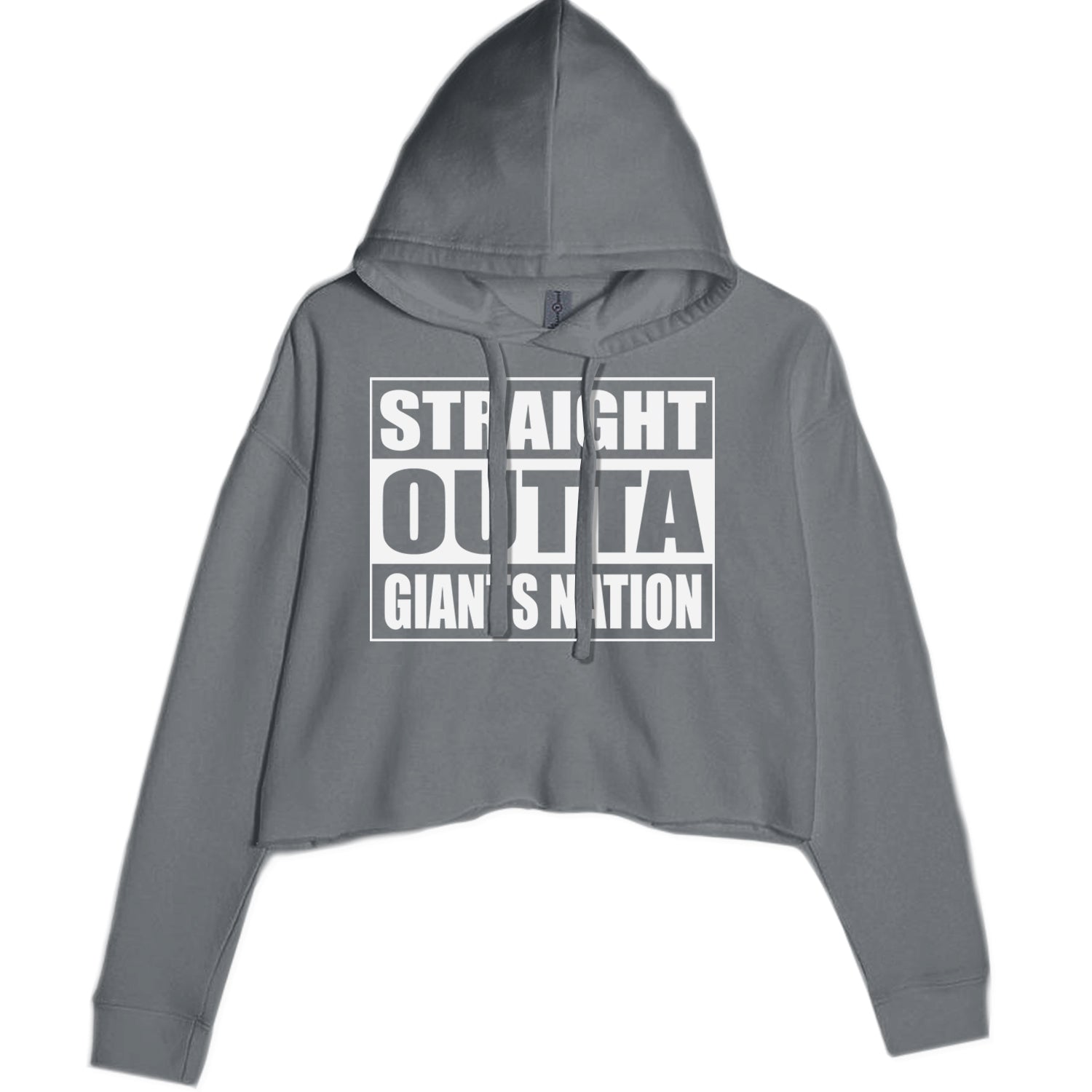 Straight Outta Giants Nation   Cropped Hoodie Sweatshirt Charcoal Grey