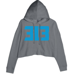 3L3 From The 313 Detroit Football Cropped Hoodie Sweatshirt Charcoal Grey