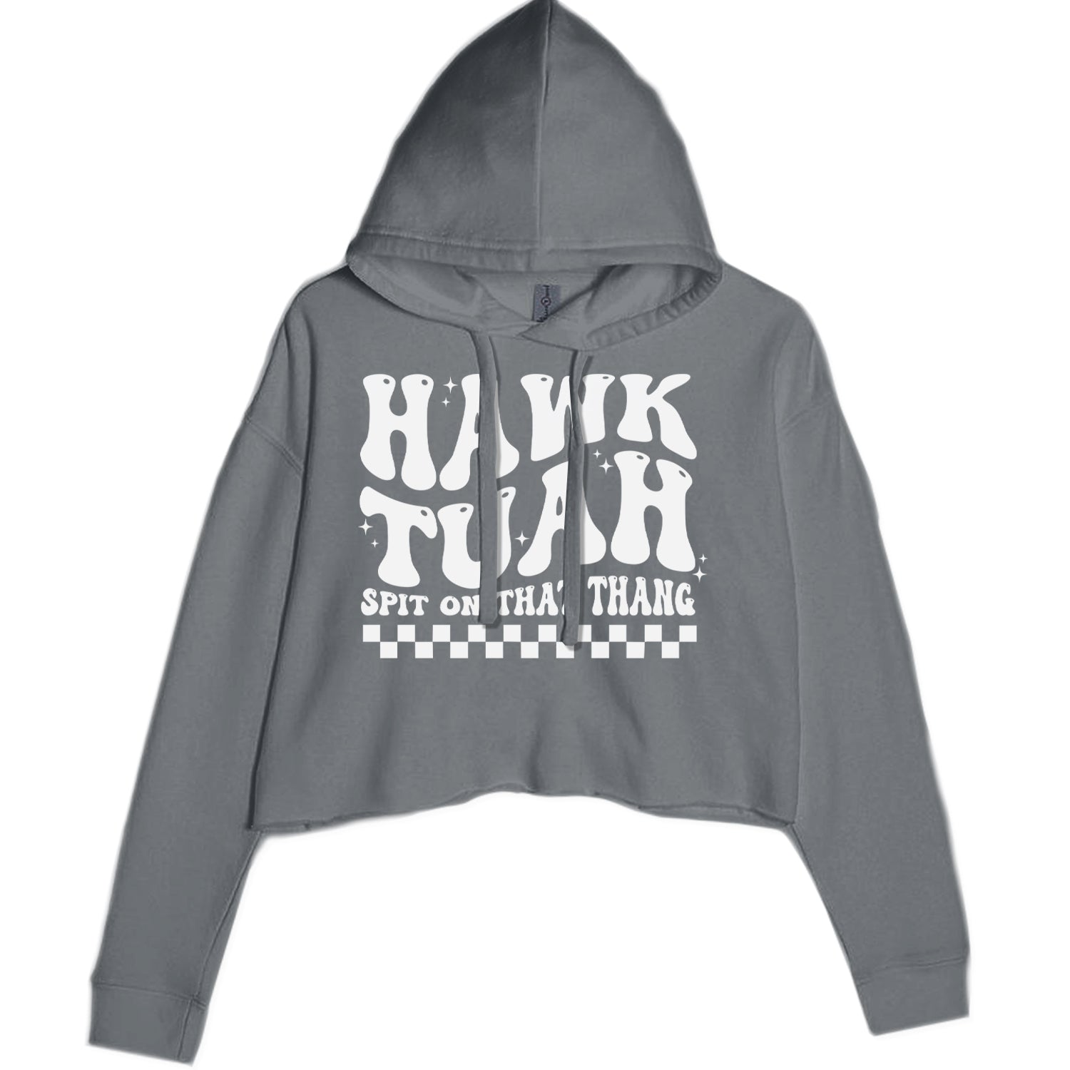 Hawk Tuah Spit On That Thang Cropped Hoodie Sweatshirt Black