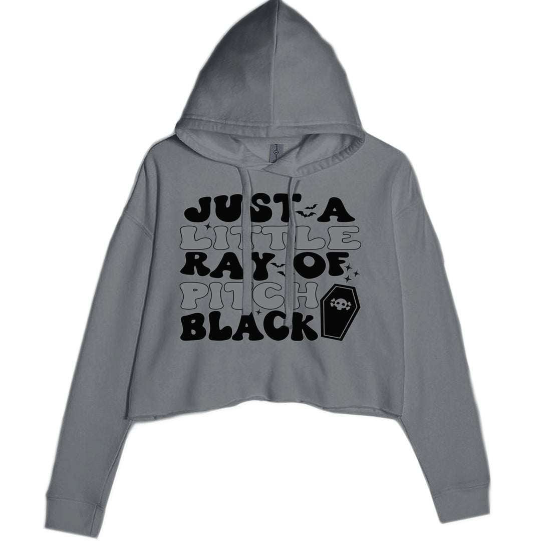 Just A Little Ray of Pitch Black Cropped Hoodie Sweatshirt Charcoal Grey