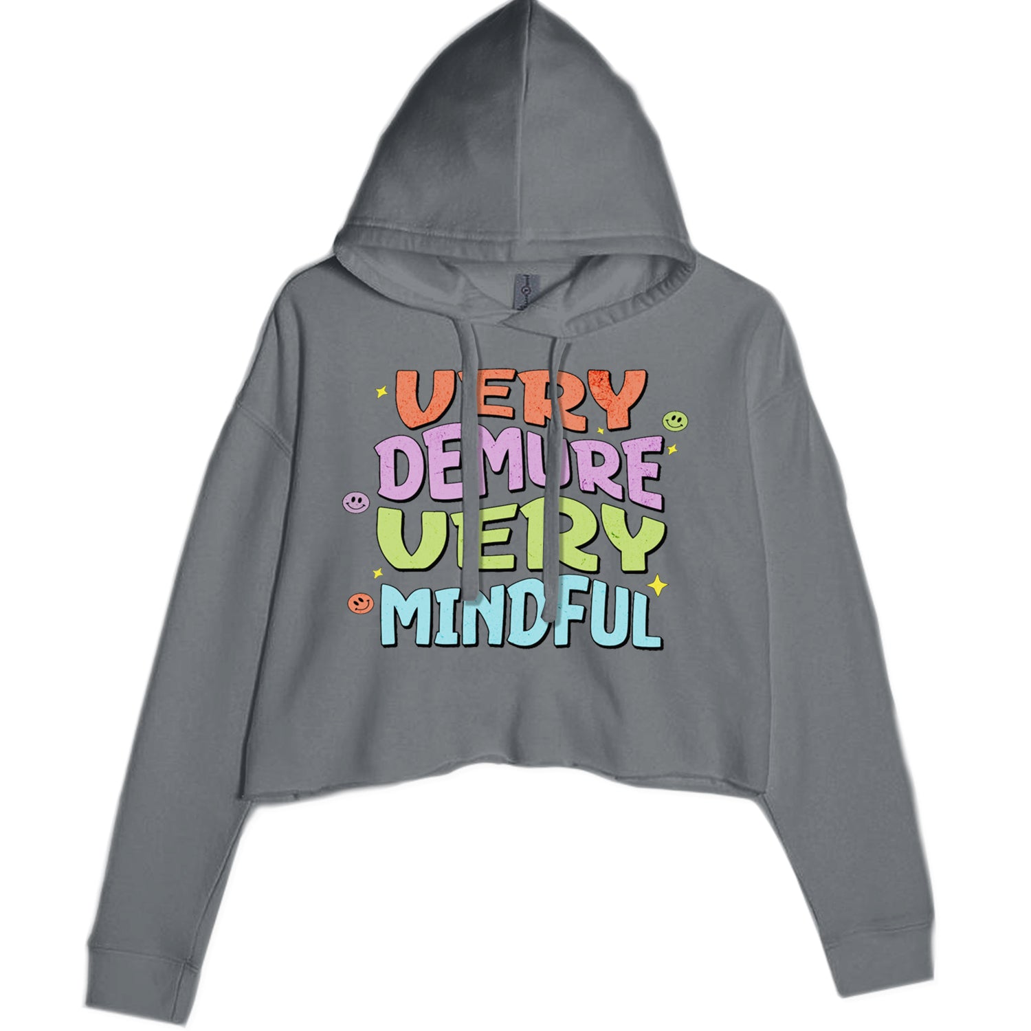 Very Demure, Very Mindful Cropped Hoodie Sweatshirt Charcoal Grey