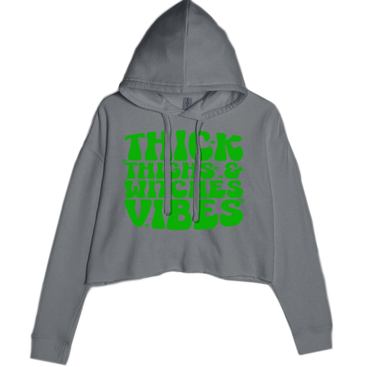 Thick Thighs And Witches Vibes Cropped Hoodie Sweatshirt Black