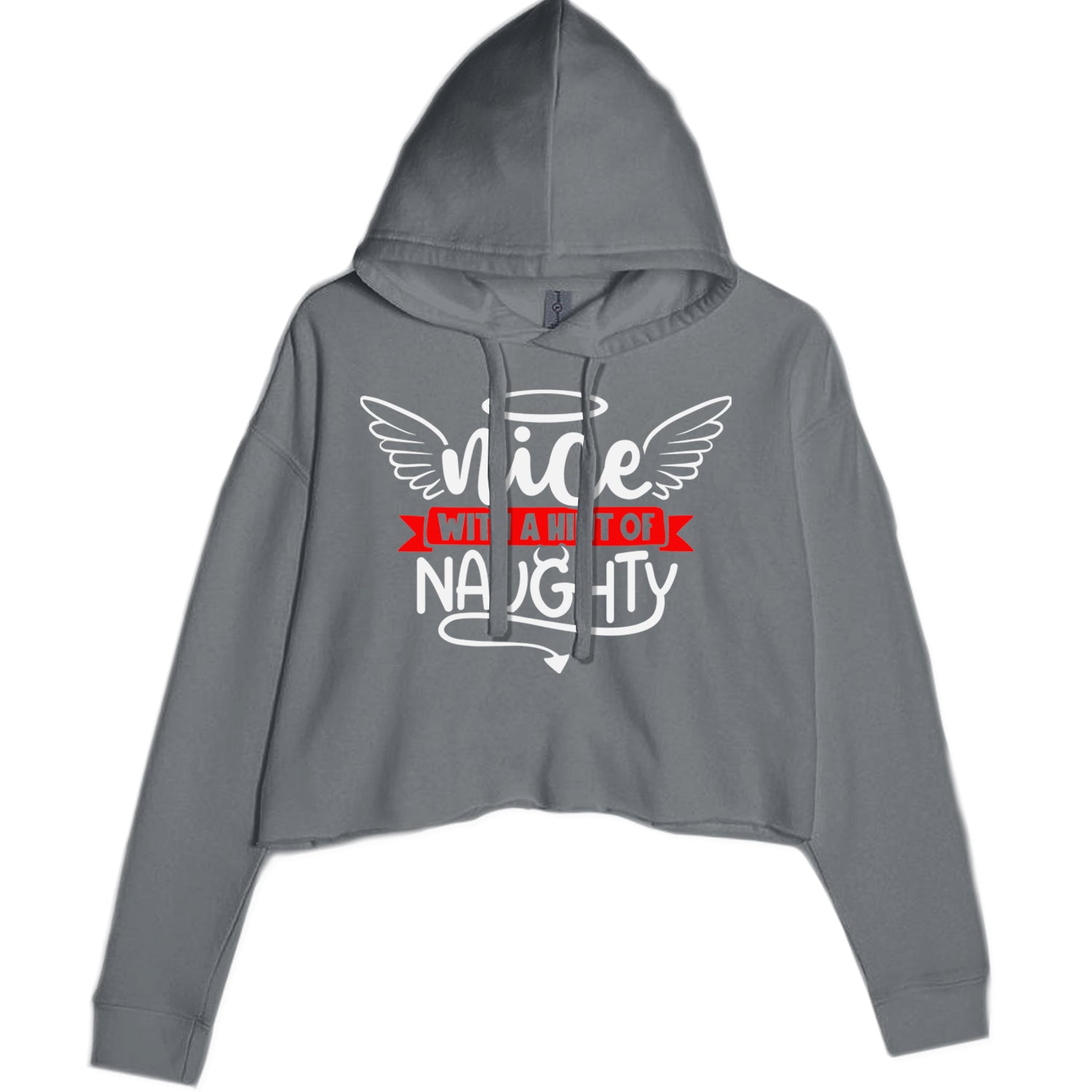 Nice with a Hint of Naughty Christmas Cropped Hoodie Sweatshirt Black