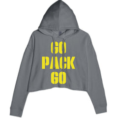 Go Pack Go Green Bay Cropped Hoodie Sweatshirt Charcoal Grey