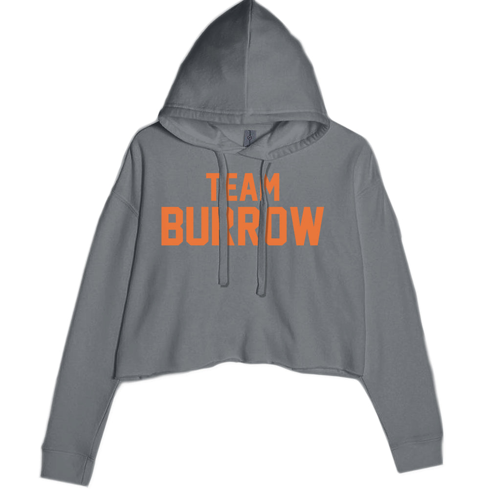 Team Burrow Cincinnati Cropped Hoodie Sweatshirt Charcoal Grey