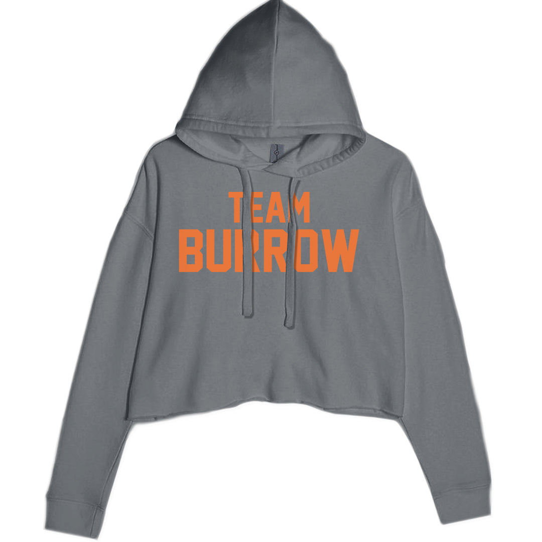 Team Burrow Cincinnati Cropped Hoodie Sweatshirt Charcoal Grey