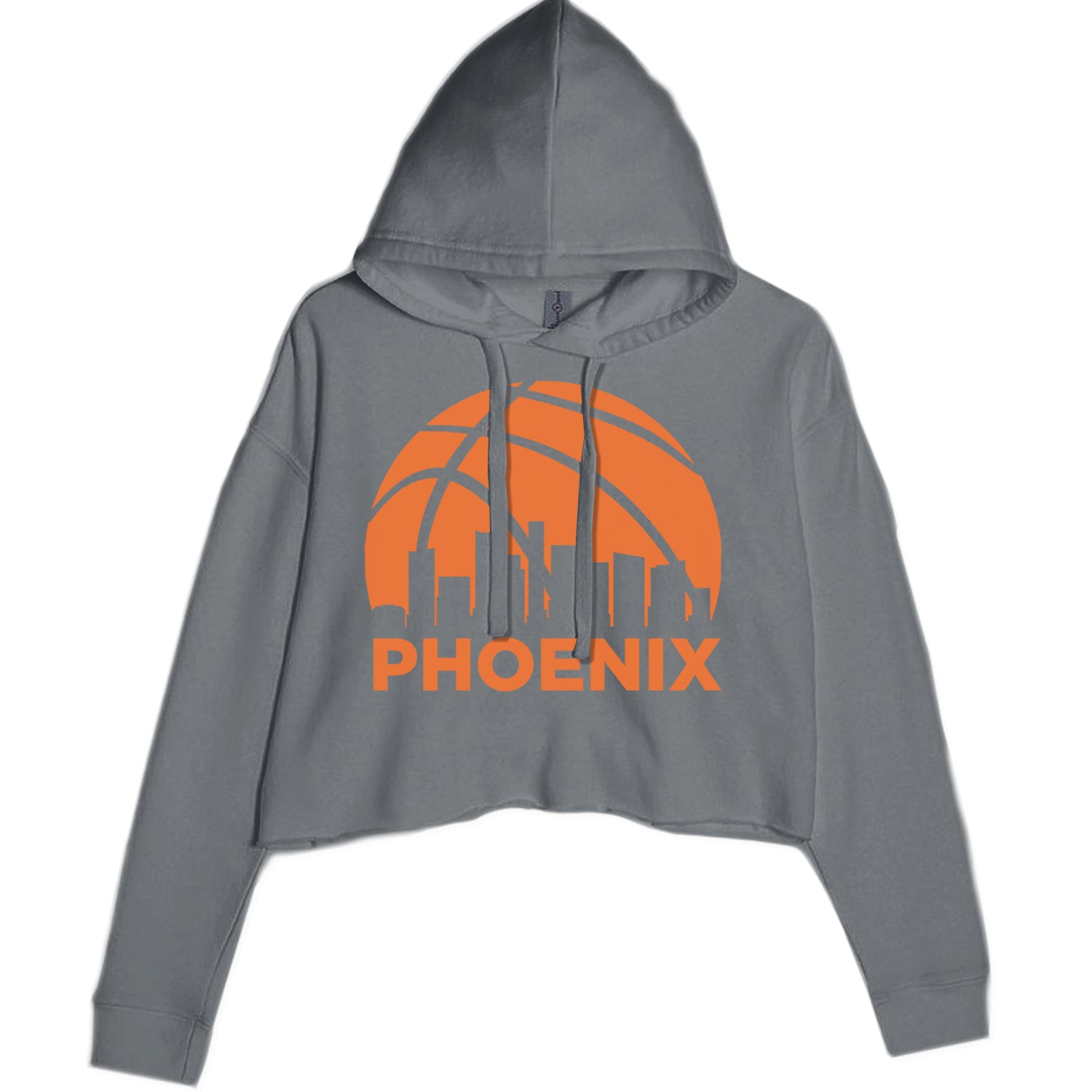 Phoenix Basketball Sunset City Skyline Cropped Hoodie Sweatshirt Charcoal Grey