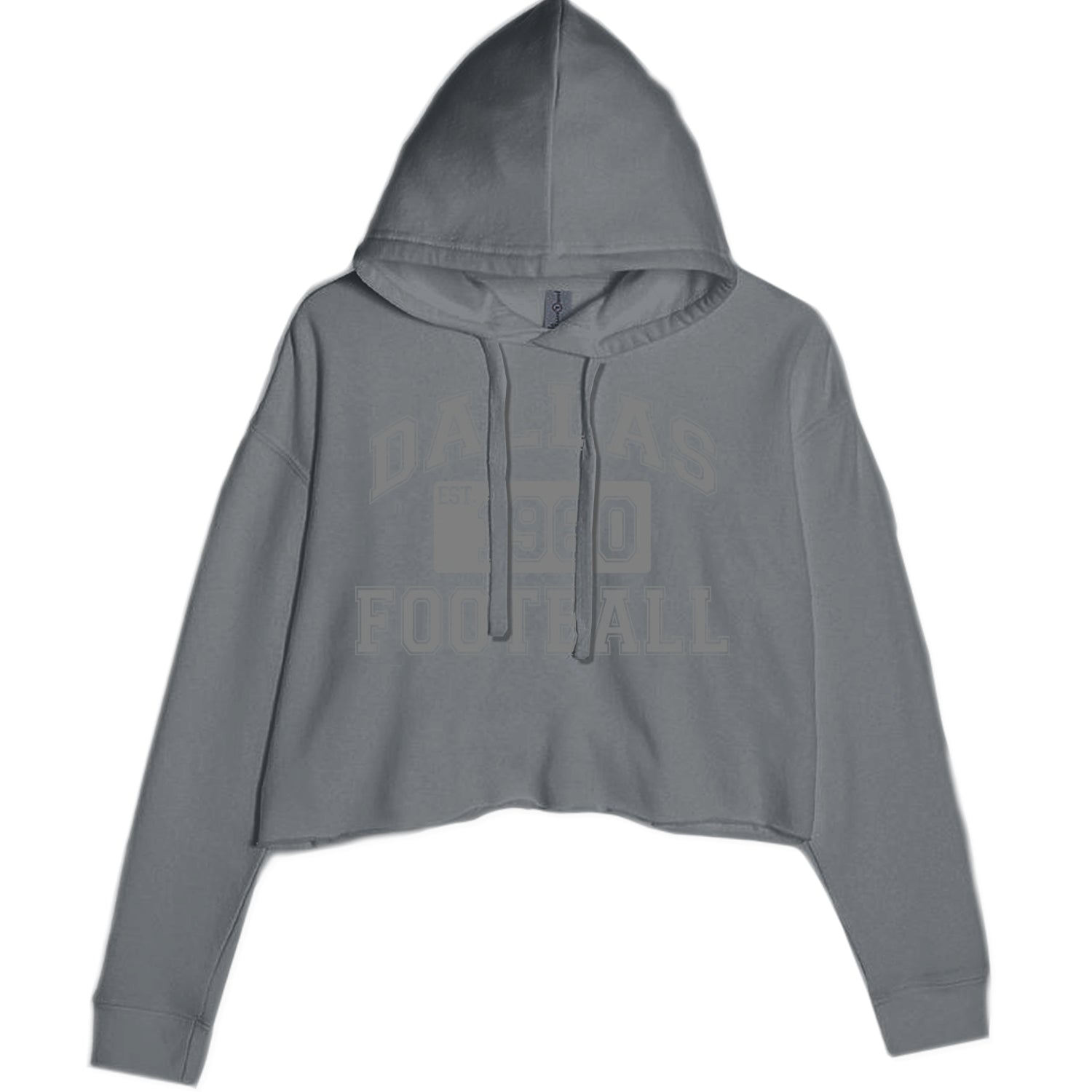 Dallas Football Established 1960 Cropped Hoodie Sweatshirt Charcoal Grey