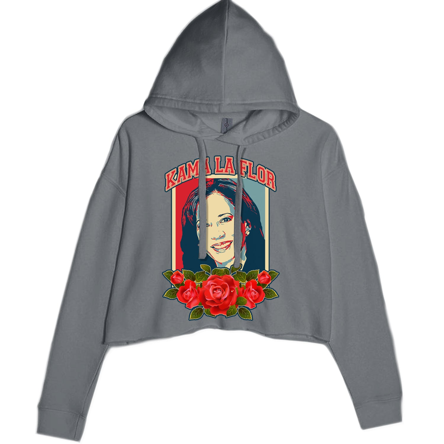 Kama La Flor Kamala Como La Flor Cropped Hoodie Sweatshirt Charcoal Grey