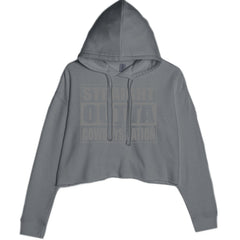 Straight Outta Cowboys Nation   Cropped Hoodie Sweatshirt Charcoal Grey