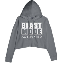 Activated Beast Mode Workout Gym Clothing Cropped Hoodie Sweatshirt Charcoal Grey