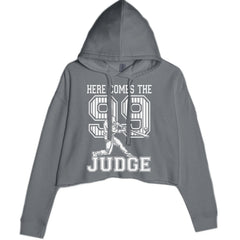 Here Comes The Judge 99 NY Baseball  Cropped Hoodie Sweatshirt Charcoal Grey