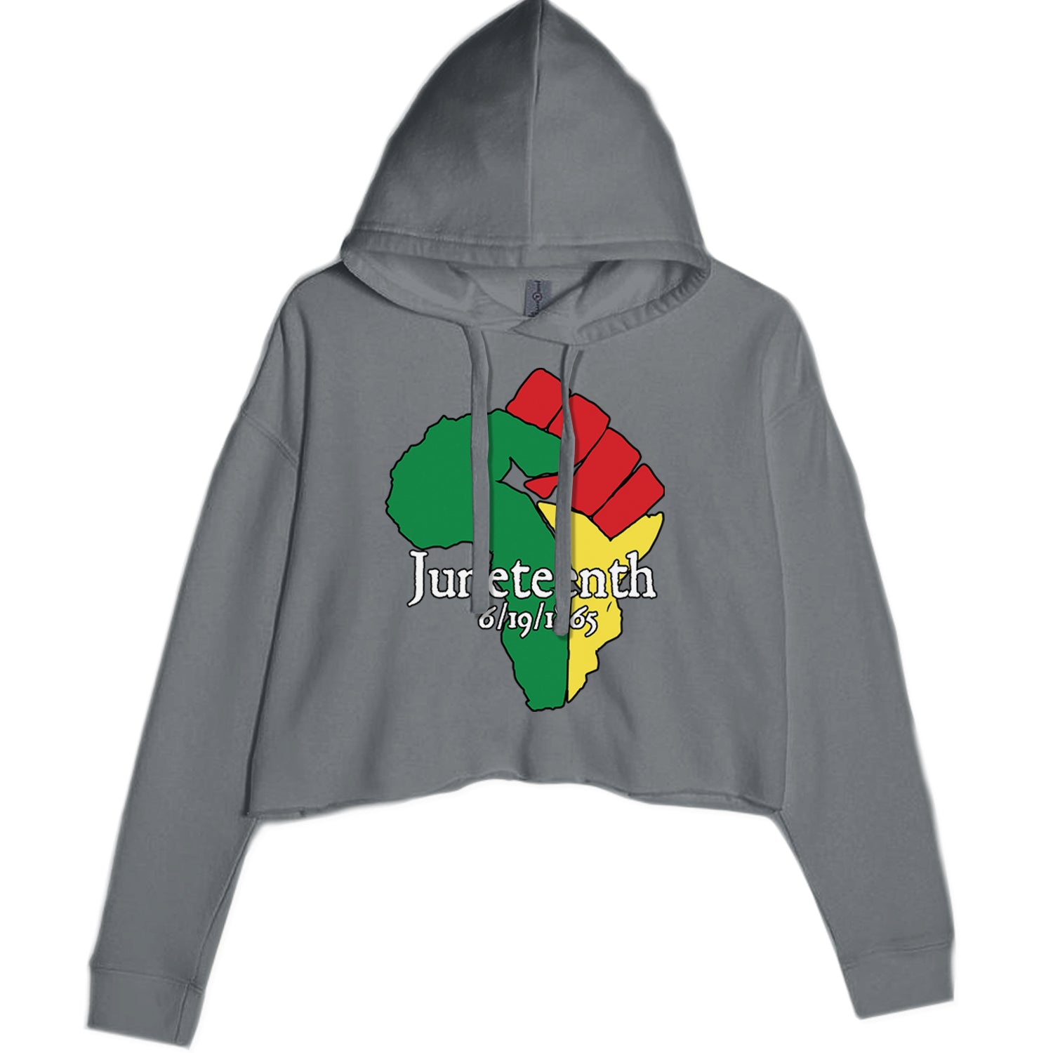 Juneteenth Raised Fist Africa Celebrate Emancipation Day Cropped Hoodie Sweatshirt Charcoal Grey