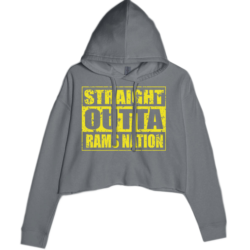 Straight Outta Rams Nation   Cropped Hoodie Sweatshirt Charcoal Grey