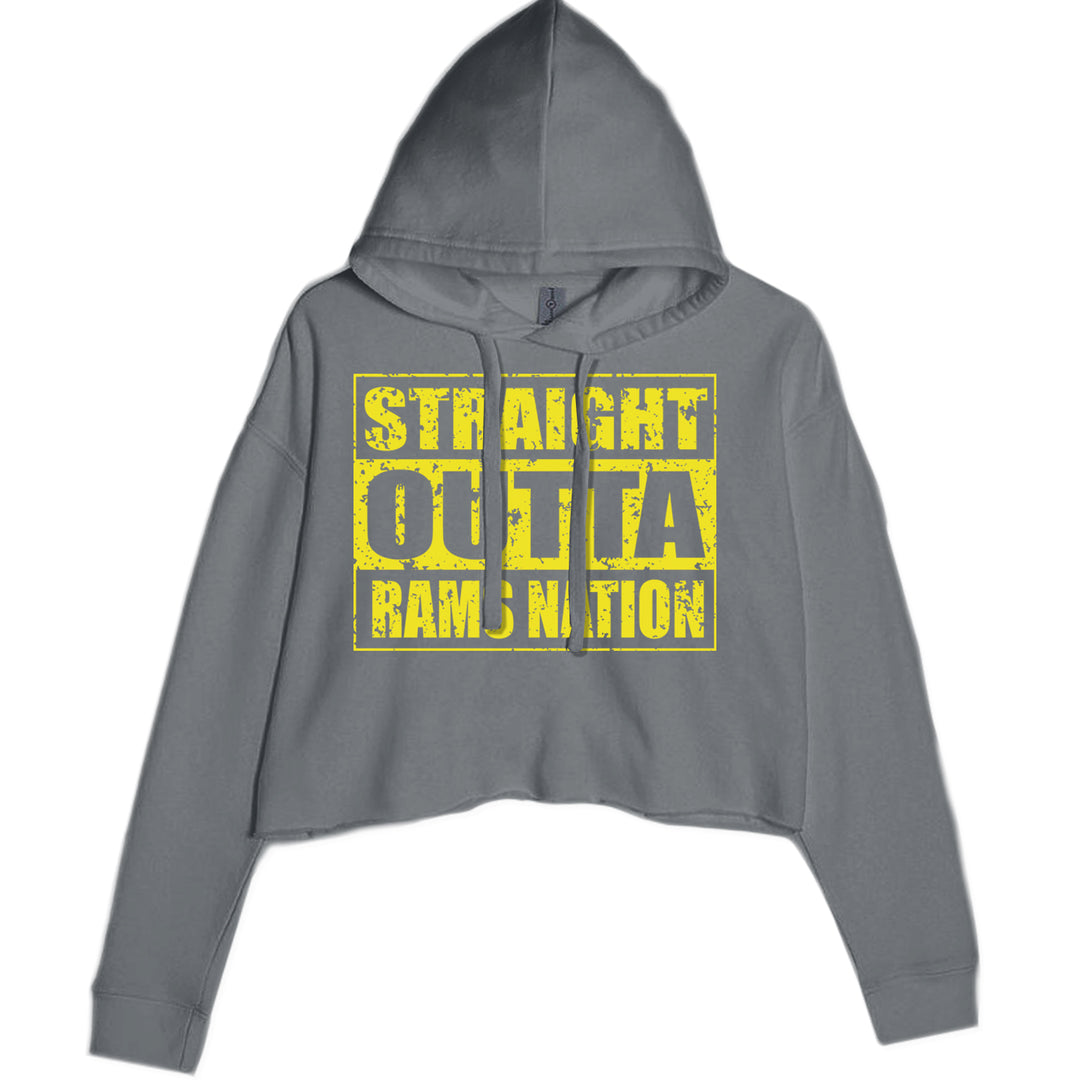 Straight Outta Rams Nation   Cropped Hoodie Sweatshirt Charcoal Grey