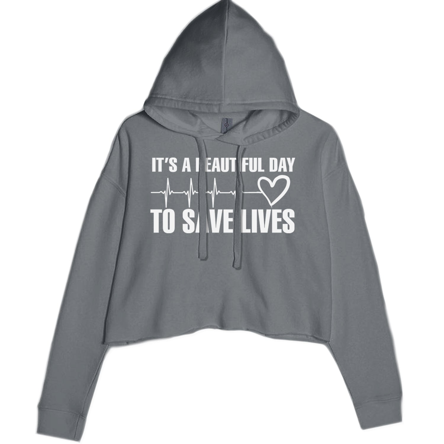 It's A Beautiful Day To Save Lives Nurse Doctor EKG Cropped Hoodie Sweatshirt Black