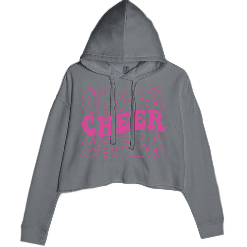 Cheer Cheer Cheer Cropped Hoodie Sweatshirt Charcoal Grey