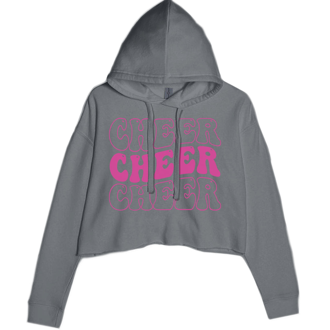 Cheer Cheer Cheer Cropped Hoodie Sweatshirt Charcoal Grey