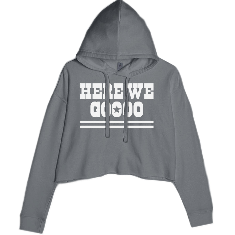 Here We Go Dem Boys Dallas Football Cropped Hoodie Sweatshirt Charcoal Grey