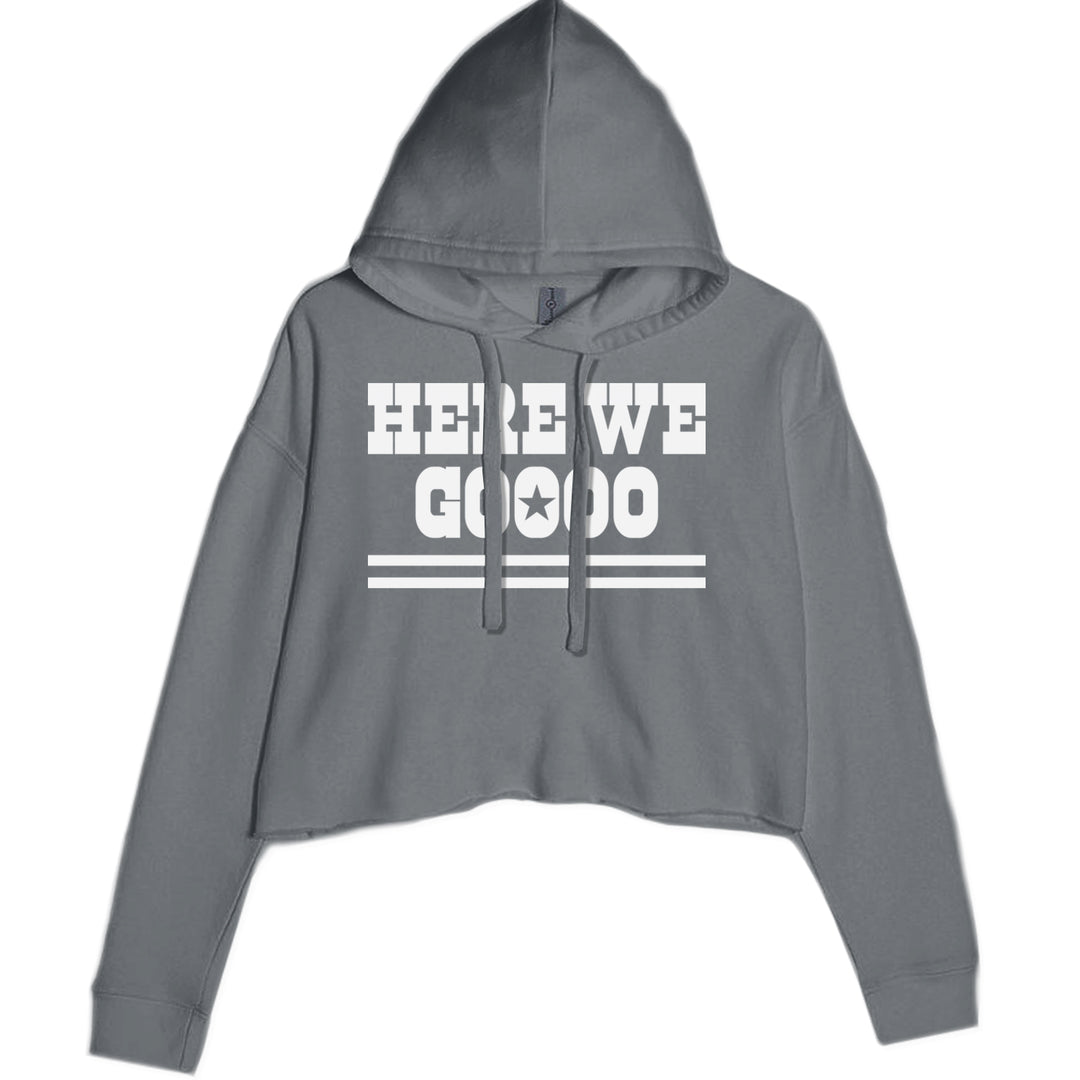 Here We Go Dem Boys Dallas Football Cropped Hoodie Sweatshirt Charcoal Grey