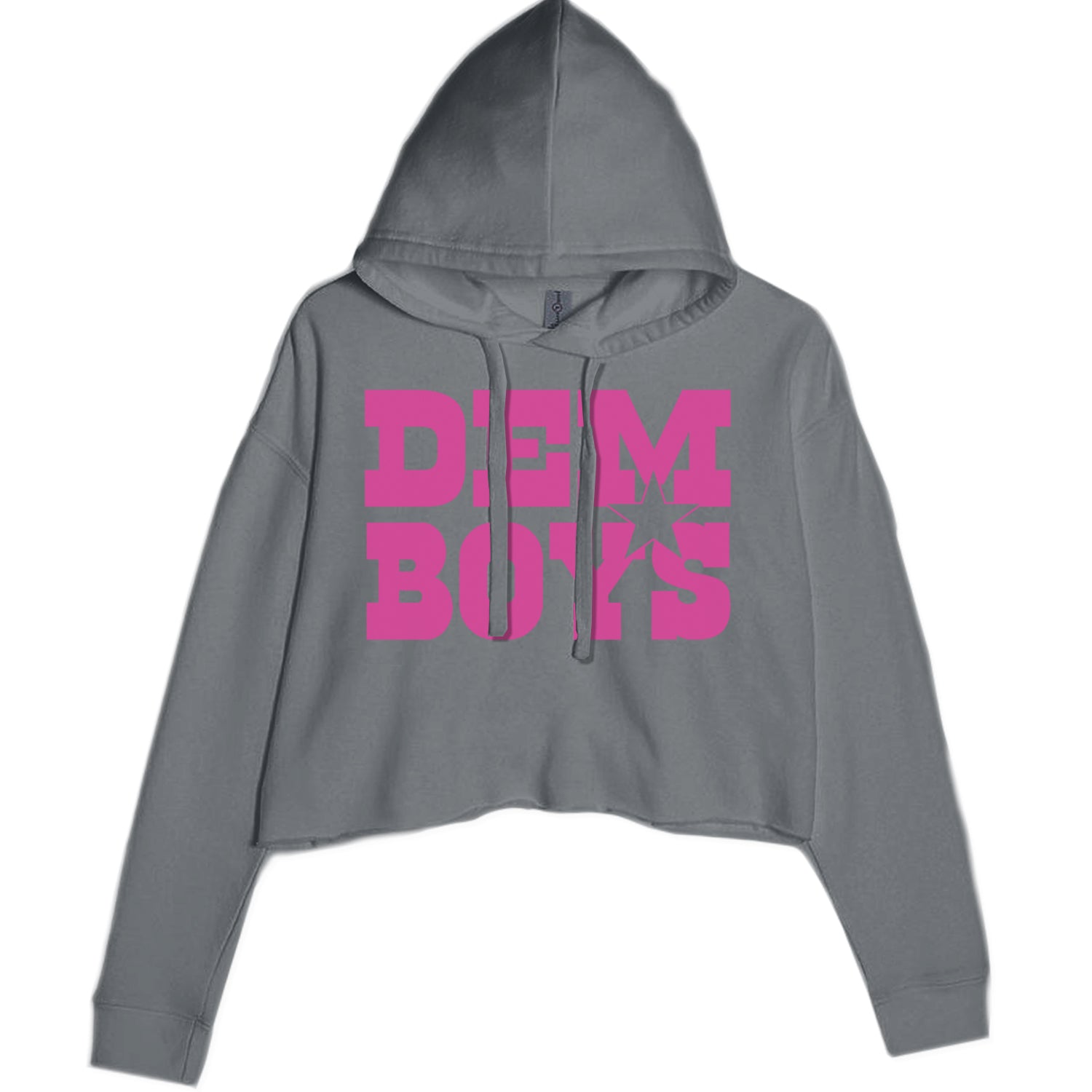 Dem Boys Hot Pink Dallas  Cropped Hoodie Sweatshirt Charcoal Grey