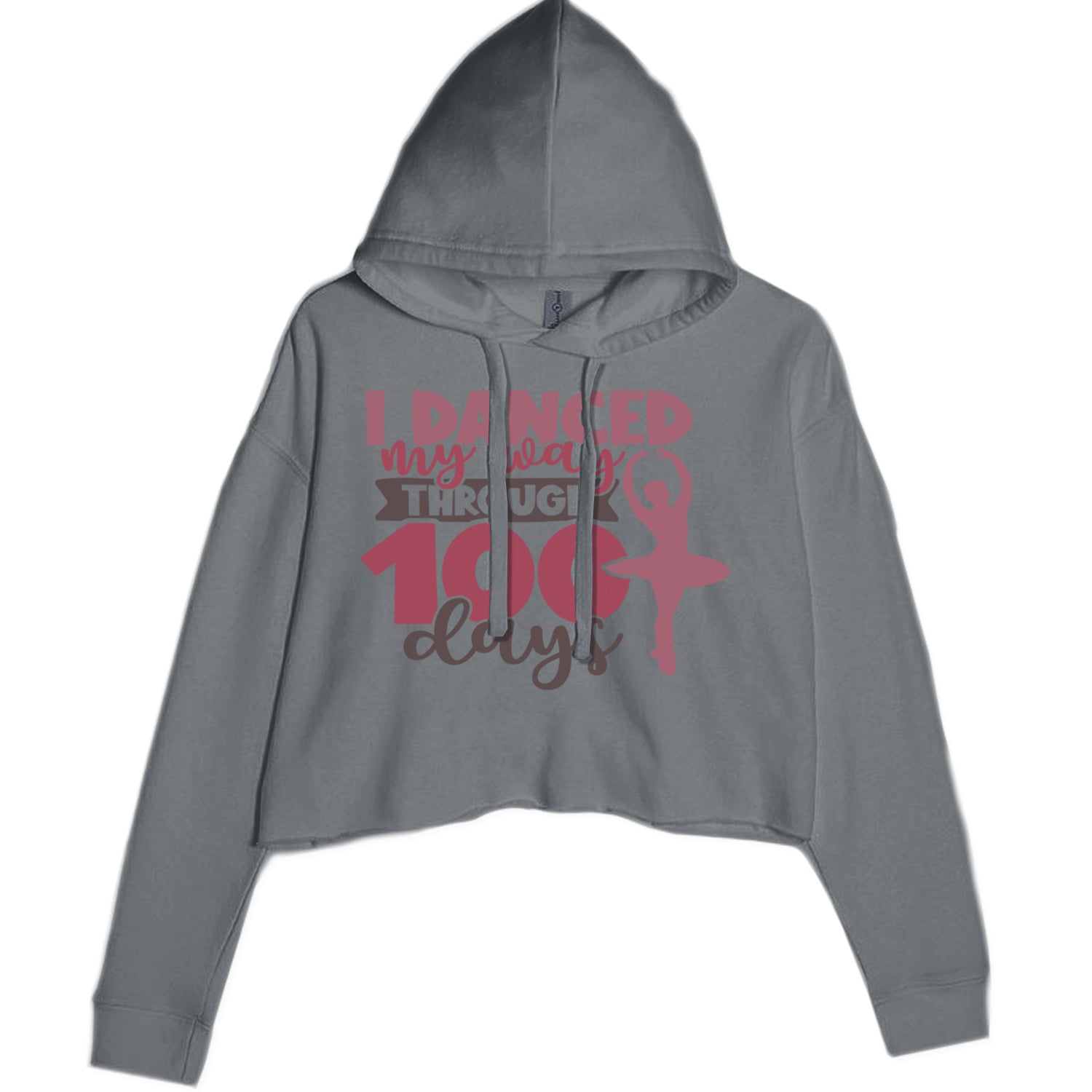 I Danced My Way Through 100 Days Of School Cropped Hoodie Sweatshirt Charcoal Grey