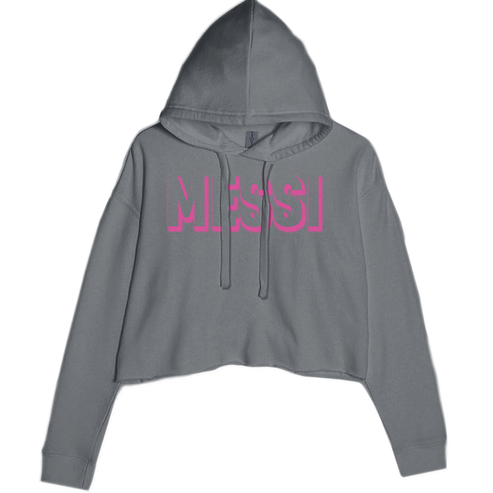 Messi OUTLINE Miami Futbol Cropped Hoodie Sweatshirt Charcoal Grey