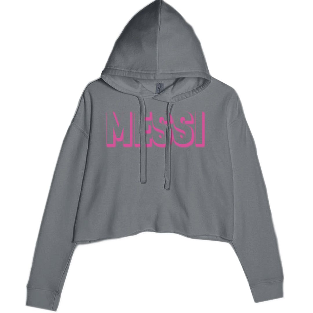 Messi OUTLINE Miami Futbol Cropped Hoodie Sweatshirt Charcoal Grey