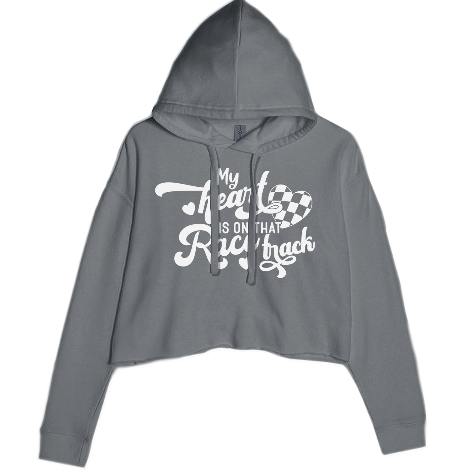 My Heart Is On That Race Track Cropped Hoodie Sweatshirt Black