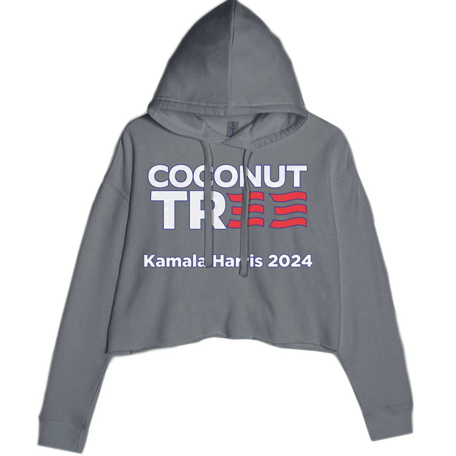 Coconut Tree - Support Kamala Harris For President 2024 Cropped Hoodie Sweatshirt Charcoal Grey