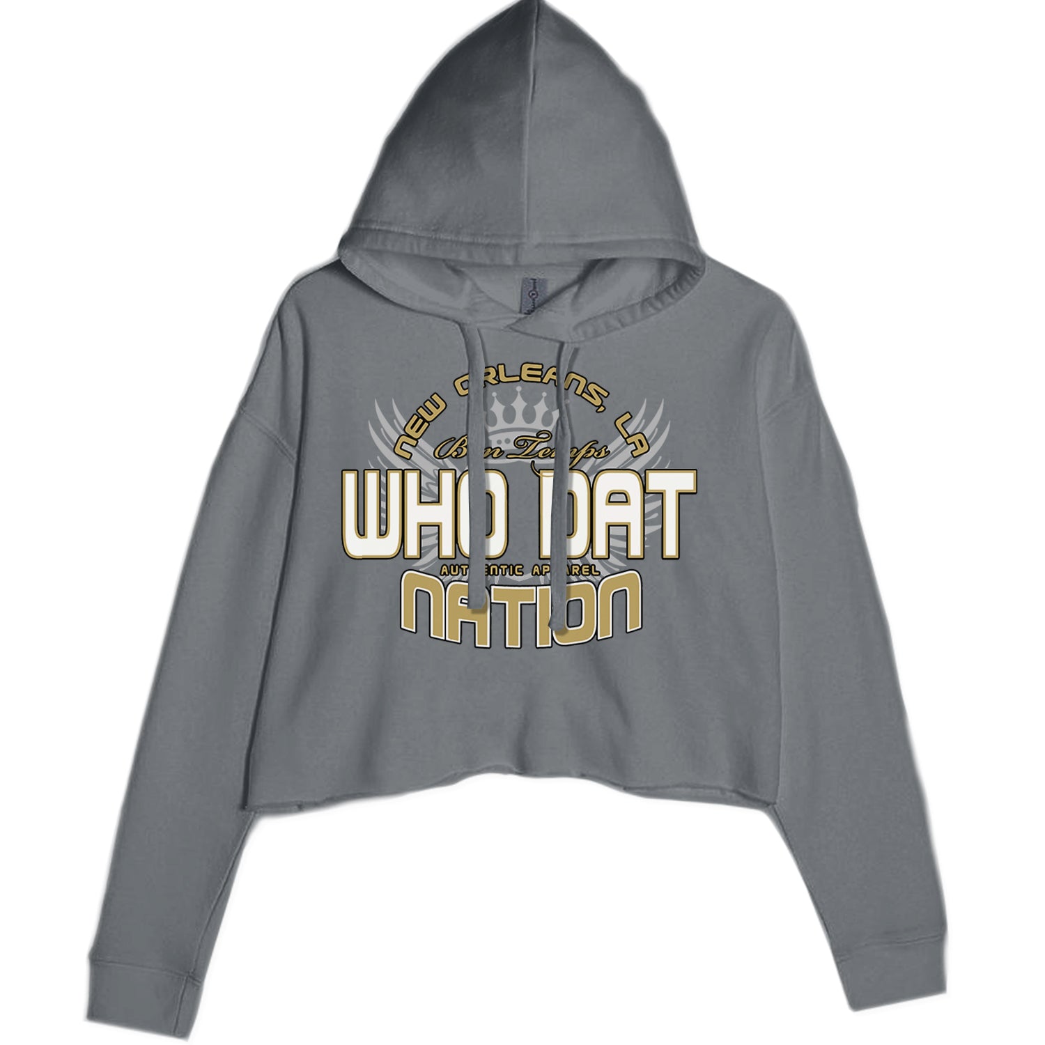 Who Dat Nation New Orleans (Color) Cropped Hoodie Sweatshirt Black